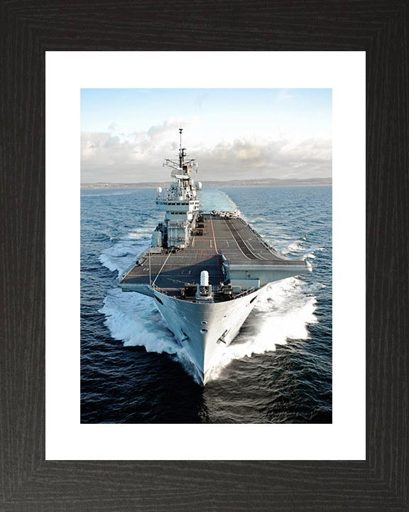 HMS Ark Royal (R07) Royal Navy Invincible Class Aircraft Carrier Underway Bow View Photo Print Wall Art Decor Posters, Prints, & Visual Artwork Hampshire Prints 10 x 8 Black Frame Yes