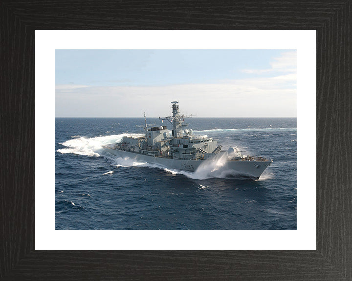 HMS Marlborough (F233) Photo Print - Turning To Port - Royal Navy Type 23 Frigate Hampshire Prints 10 x 8 Black Frame Yes