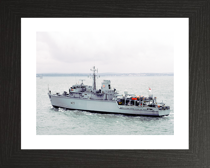 HMS Brecon (M29) Royal Navy Hunt Class Mine Warfare Vessel Leaving Portsmouth Photo Print Wall Art Decor Posters, Prints, & Visual Artwork Hampshire Prints 10 x 8 Black Frame Yes