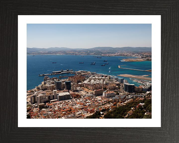 HMS Prince of Wales (R09) Photo Print - Gibraltar - Royal Navy Queen Elizabeth Class Aircraft Carrier Hampshire Prints 10 x 8 Black Frame Yes