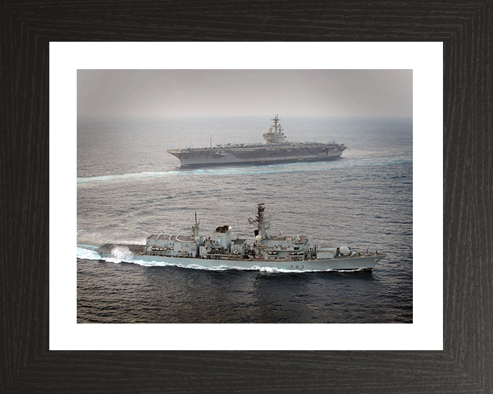 HMS St Albans (F83) Photo Print - With USS George W Bush - Royal Navy Type 23 Frigate Hampshire Prints 10 x 8 Black Frame Yes