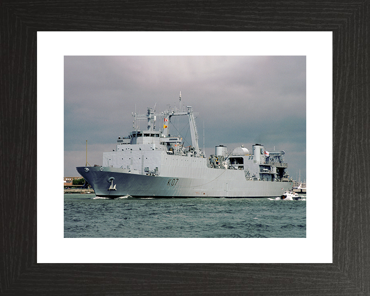 HMS Challenger (K07) Royal Navy Diving Support Vessel Port Side View Photo Print Wall Art Decor Posters, Prints, & Visual Artwork Hampshire Prints 10 x 8 Black Frame Yes