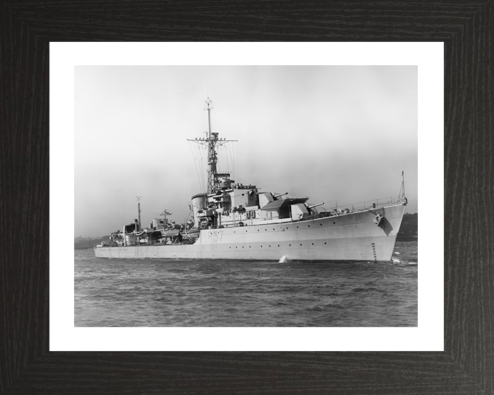 HMS Whelp (R37) Photo Print - At Sea 1944 - Royal Navy W Class Destroyer Hampshire Prints 10 x 8 Black Frame Yes