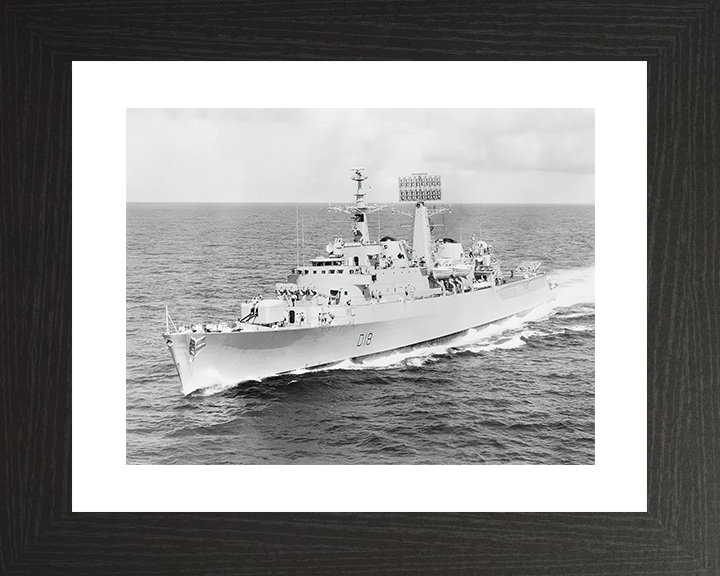 HMS Antrim (D18) Royal Navy County Class Destroyer Port Bow View Photo Print Wall Art Decor Posters, Prints, & Visual Artwork Hampshire Prints 10 x 8 Black Frame Yes