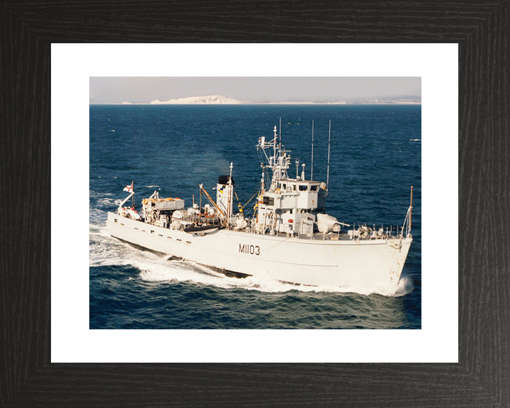 HMS Alfriston (M1103) Royal Navy Ton Class Minesweeper Warship Starboard Bow View Photo Print Wall Art Decor Posters, Prints, & Visual Artwork Hampshire Prints 10 x 8 Black Frame Yes