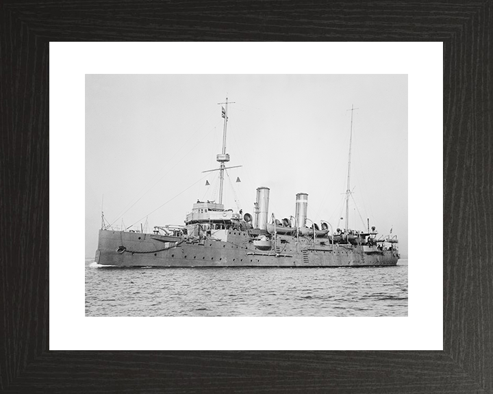 HMS Bonaventure (1892) Royal Navy Astraea Class Cruiser Port Side View Photo Print Wall Art Decor Posters, Prints, & Visual Artwork Hampshire Prints 10 x 8 Black Frame Yes