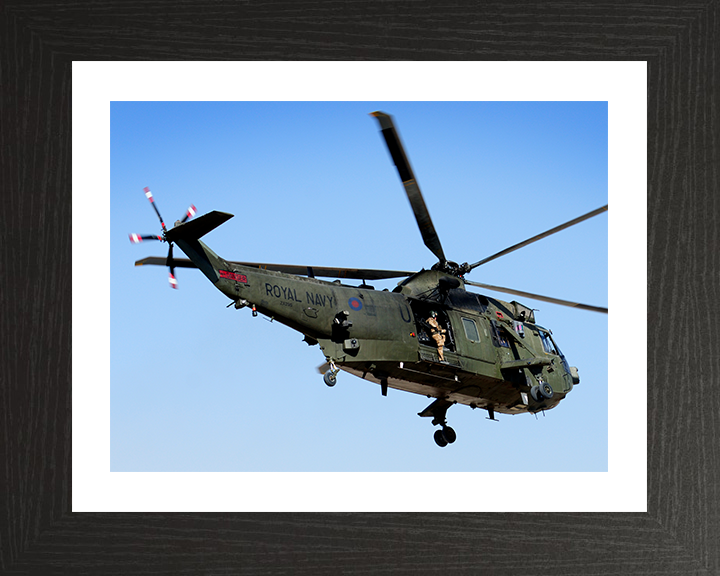 Sea King Mark 7 Jungle Jim Helicopter Helmand 2009 Photo Print - Royal Navy Aircraft Posters, Prints, & Visual Artwork Hampshire Prints 10 x 8 Black Frame Yes