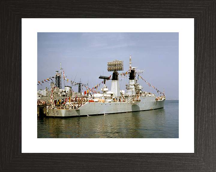 HMS Chichester (F59) Royal Navy Salisbury Class Frigate Dress Ship Photo Print Wall Art Decor Posters, Prints, & Visual Artwork Hampshire Prints 10 x 8 Black Frame Yes
