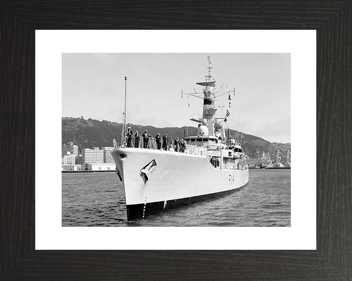 HMS Ajax (F114) Royal Navy Leander Class Frigate Photo Print Port Bow View Warship Wall Art Posters, Prints, & Visual Artwork Hampshire Prints 10 x 8 Black Frame Yes
