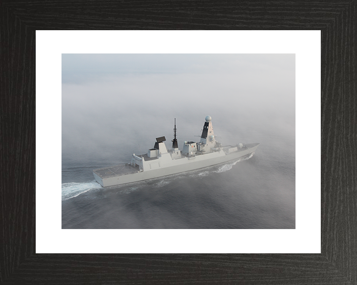 HMS Diamond (D34) Royal Navy Type 45 Destroyer In Fog Photo Print Wall Art Decor Posters, Prints, & Visual Artwork Hampshire Prints 10 x 8 Black Frame Yes