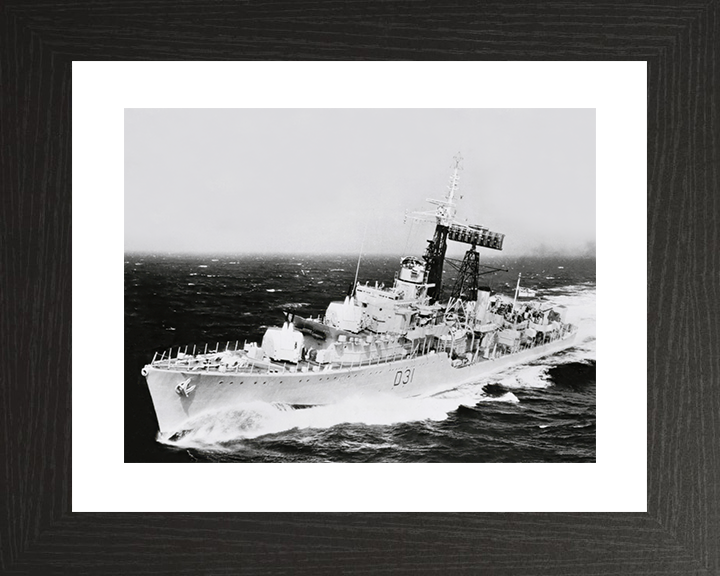 HMS Broadsword (D31) Royal Navy Weapon Class Destroyer Underway Photo Print Wall Art Decor Posters, Prints, & Visual Artwork Hampshire Prints 10 x 8 Black Frame Yes