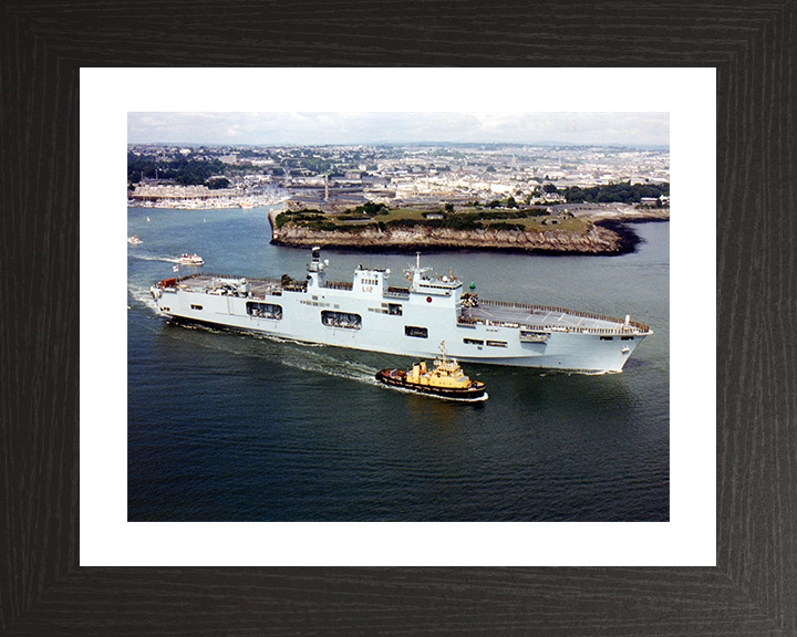 HMS Ocean (L12) Photo Print - Departs Plymouth 2001 - Royal Navy Landing Platform Helicopter