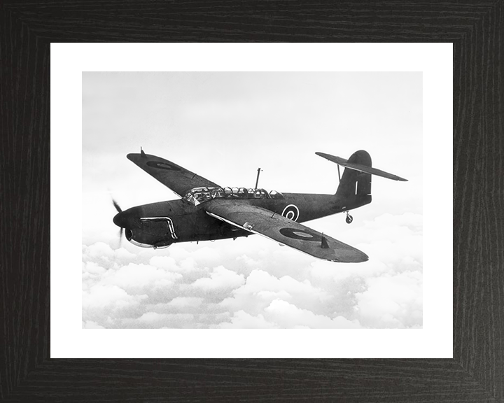 Fairey Barracuda I in flight Photo Print - Royal Navy Aircraft Posters, Prints, & Visual Artwork Hampshire Prints 10 x 8 Black Frame Yes