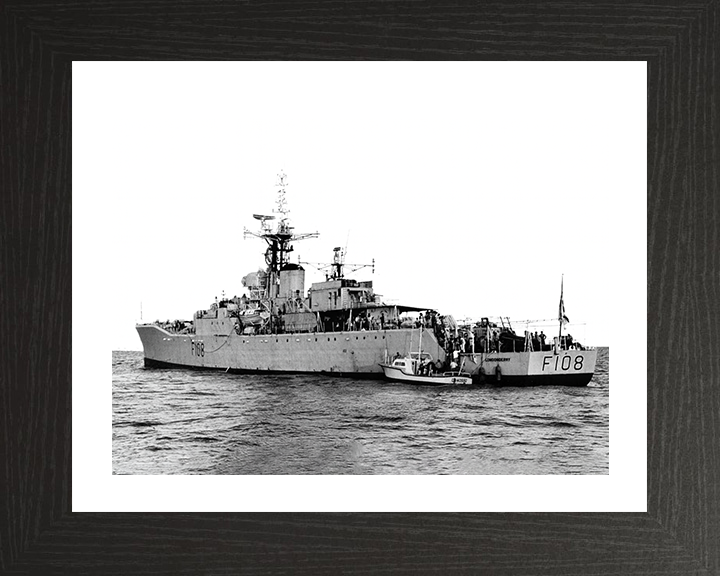 HMS Londonderry (F108) Photo Print - Florida 1964 - Royal Navy Rothesay Class Frigate Hampshire Prints 10 x 8 Black Frame Yes