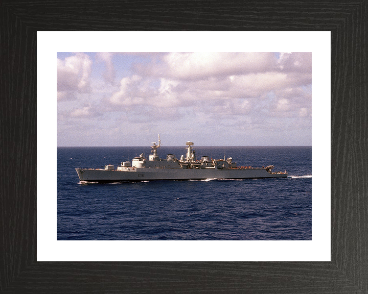 HMS London (D16) Photo Print - At Sea 1981 - Royal Navy County Class Destroyer Hampshire Prints 10 x 8 Black Frame Yes