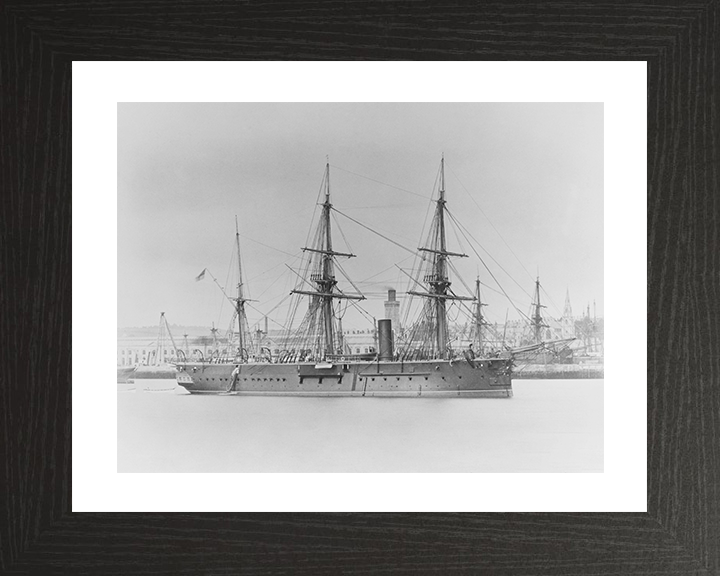 HMS Iron Duke (1870) Photo Print - At Anchor - Royal Navy Audacious Class Ironclad Posters, Prints, & Visual Artwork Hampshire Prints 10 x 8 Black Frame Yes