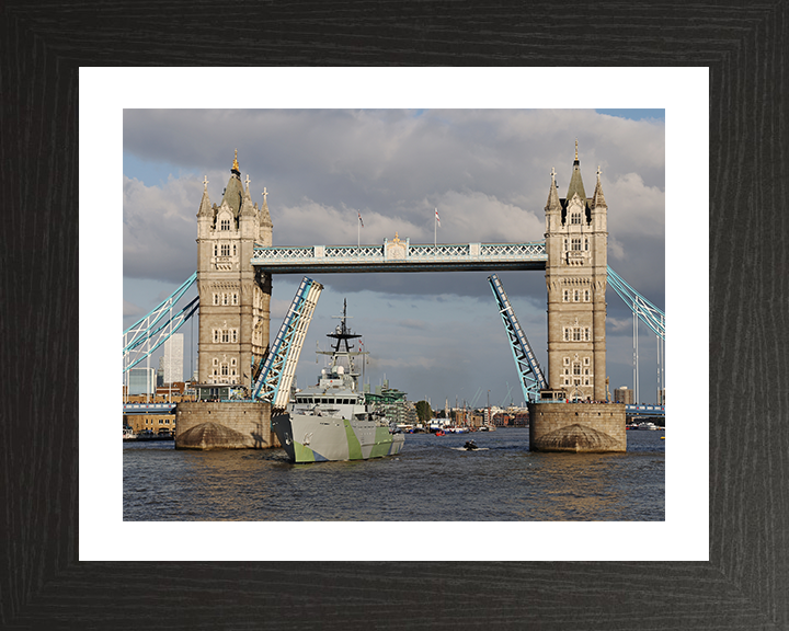 HMS Severn (P282) Photo Print - Tower Bridge - Royal Navy River Class Patrol Vessel Hampshire Prints 10 x 8 Black Frame Yes