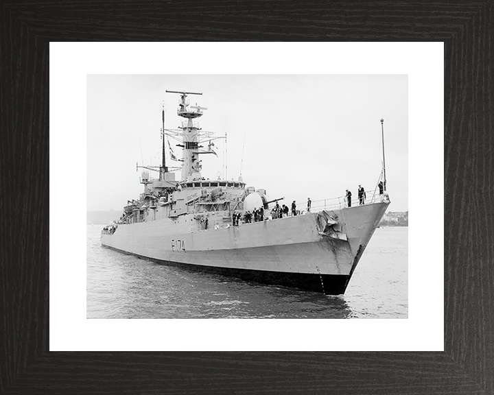 HMS Alacrity (F174) Royal Navy Type 21 Frigate Starboard Bow View Photo Print Wall Art Naval Decor Posters, Prints, & Visual Artwork Hampshire Prints 10 x 8 Black Frame Yes