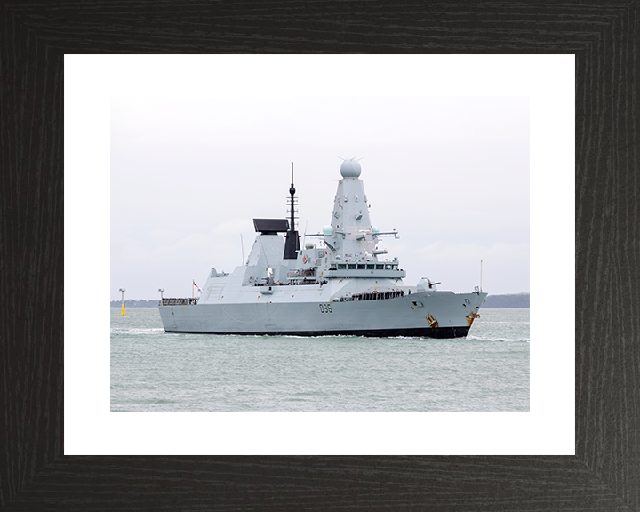 HMS Defender (D36) Royal Navy Type 45 Destroyer Entering Harbour Photo Print Wall Art Decor Posters, Prints, & Visual Artwork Hampshire Prints 10 x 8 Black Frame Yes