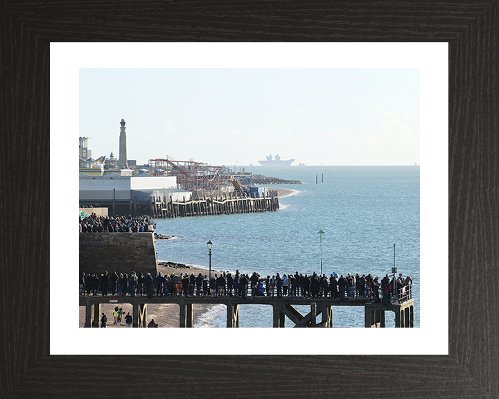 HMS Prince of Wales (R09) Photo Print - Southsea 2025 - Royal Navy Queen Elizabeth Class Aircraft Carrier Posters, Prints, & Visual Artwork Hampshire Prints 10 x 8 Black Frame Yes