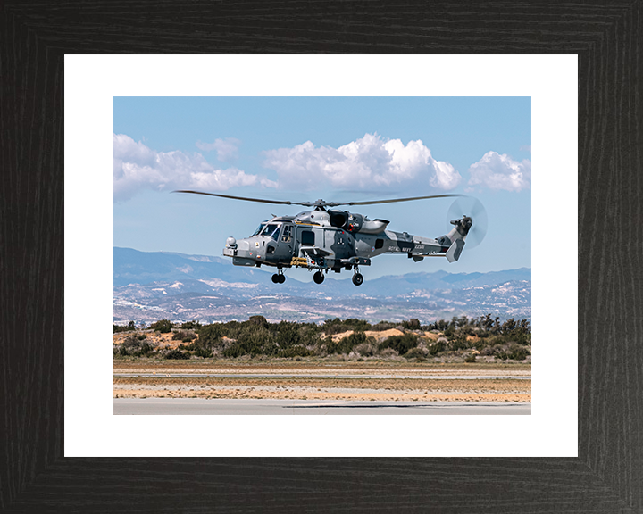 Royal Navy Wildcat helicopter at RAF Akrotiri Photo Print Wall Art Naval Aircraft Decor Posters, Prints, & Visual Artwork Hampshire Prints 10 x 8 Black Frame Yes