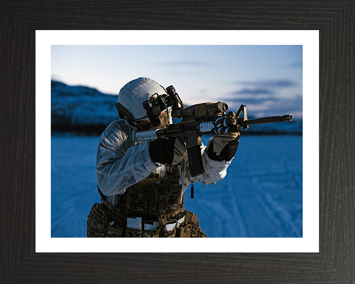 Royal Marine Commando in Snow Parka Photo Print Hampshire Prints 10 x 8 Black Frame Yes