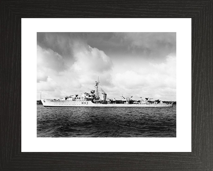 HMS Comus (R43) Royal Navy C Class Destroyer Port Beam View Photo Print Wall Art Decor Posters, Prints, & Visual Artwork Hampshire Prints 10 x 8 Black Frame Yes