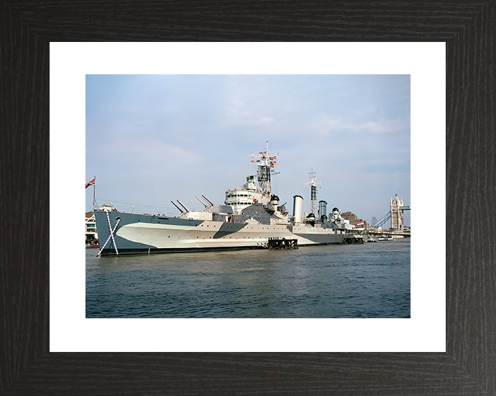 HMS Belfast (C35) Royal Navy Town Class Light Cruiser In London Photo Print Wall Art Decor Posters, Prints, & Visual Artwork Hampshire Prints 10 x 8 Black Frame Yes