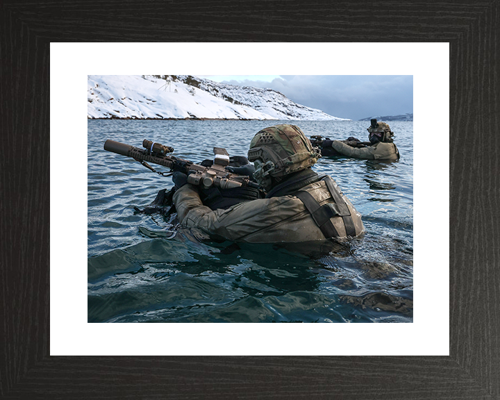 Royal Marines beach assault Wading to shore Photo Print 30 Commando Wall Art Military Decor Poster Posters, Prints, & Visual Artwork Hampshire Prints 10 x 8 Black Frame Yes