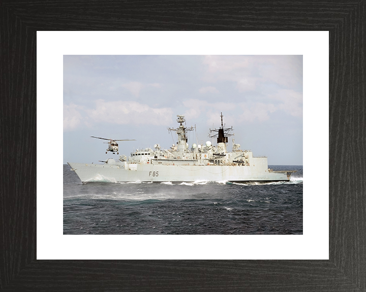 HMS Cumberland (F85) Royal Navy Type 22 Frigate With Lynx Helicopter Photo Print Wall Art Decor Posters, Prints, & Visual Artwork Hampshire Prints 10 x 8 Black Frame Yes