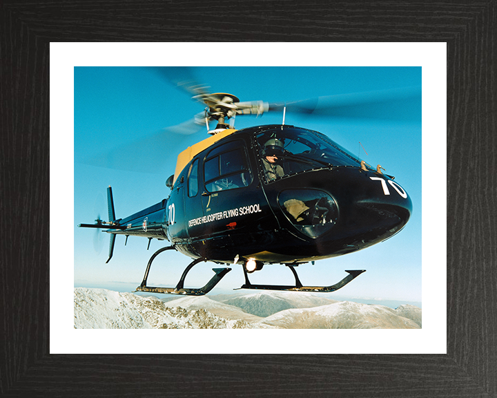 RAF Squirrel training helicopter over Wales Photo Print - Royal Air Force Aircraft Hampshire Prints 10 x 8 Black Frame Yes