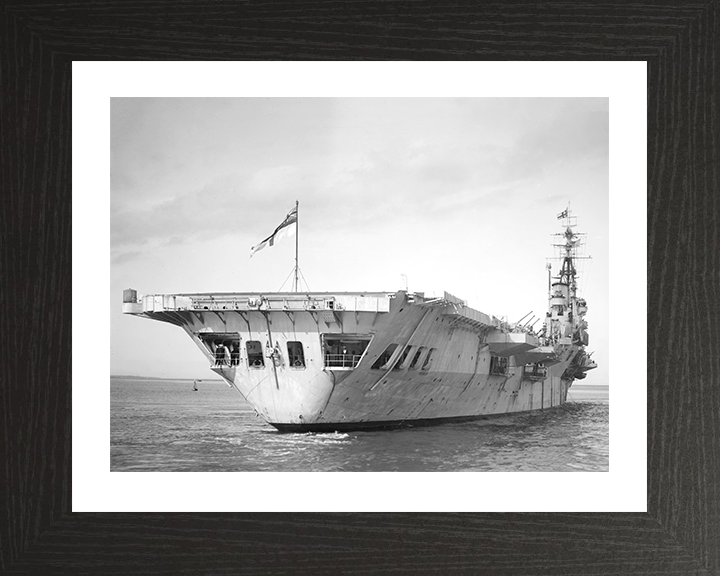 HMS Theseus (R64) Photo Print - Underway 1947 - Royal Navy Colossus Class Aircraft Carrier Hampshire Prints 10 x 8 Black Frame Yes