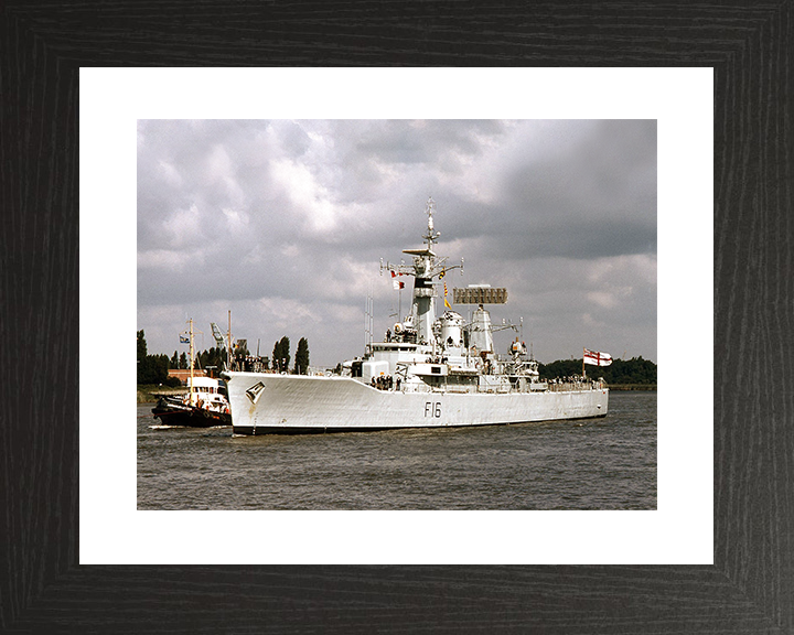 HMS Diomede (F16) Royal Navy Leander Class Frigate Entering Harbour Photo Print Wall Art Decor Posters, Prints, & Visual Artwork Hampshire Prints 10 x 8 Black Frame Yes