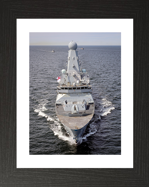 HMS Defender (D36) Royal Navy Type 45 Destroyer At Sea Bow View Photo Print Wall Art Decor Posters, Prints, & Visual Artwork Hampshire Prints 10 x 8 Black Frame Yes