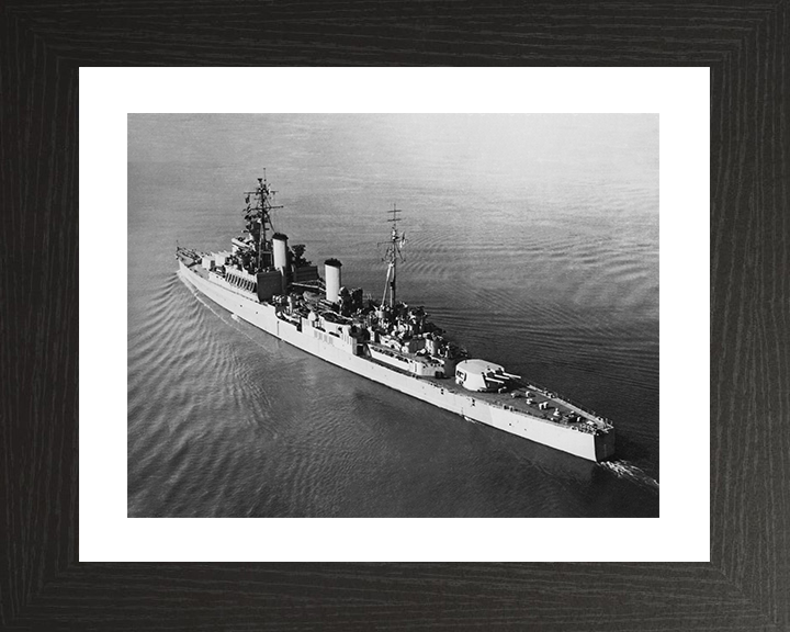 HMS Uganda (66) Photo Print - At Sea 1944 - Royal Navy Fiji Class Light Cruiser Posters, Prints, & Visual Artwork Hampshire Prints 10 x 8 Black Frame Yes