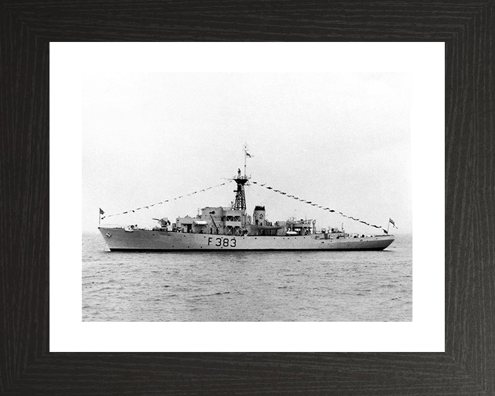 HMS Flint Castle (F383) Photo Print - At Anchor 1954 - Royal Navy Castle Class Corvette Posters, Prints, & Visual Artwork Hampshire Prints 10 x 8 Black Frame Yes