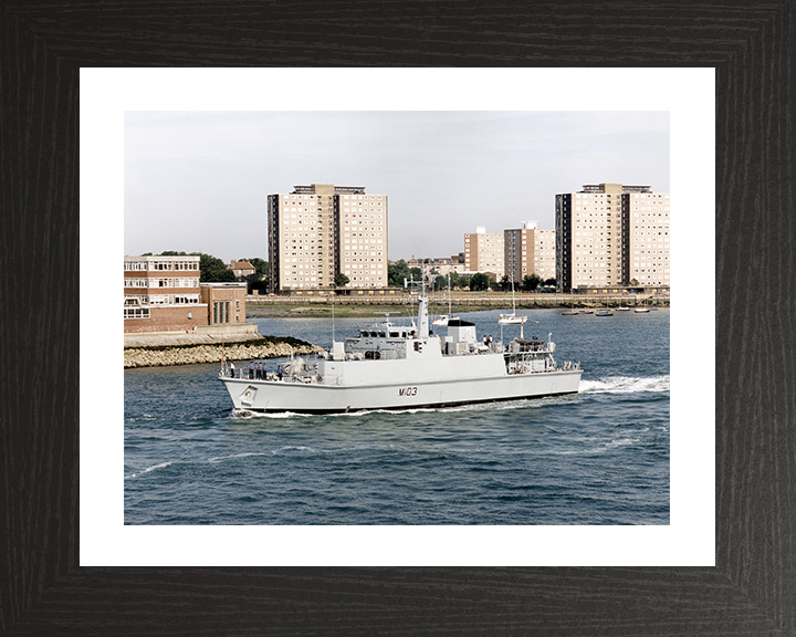 HMS Cromer (M103) Photo Print - Leaving Portsmouth 1999 - Royal Navy Sandown Class Minehunter