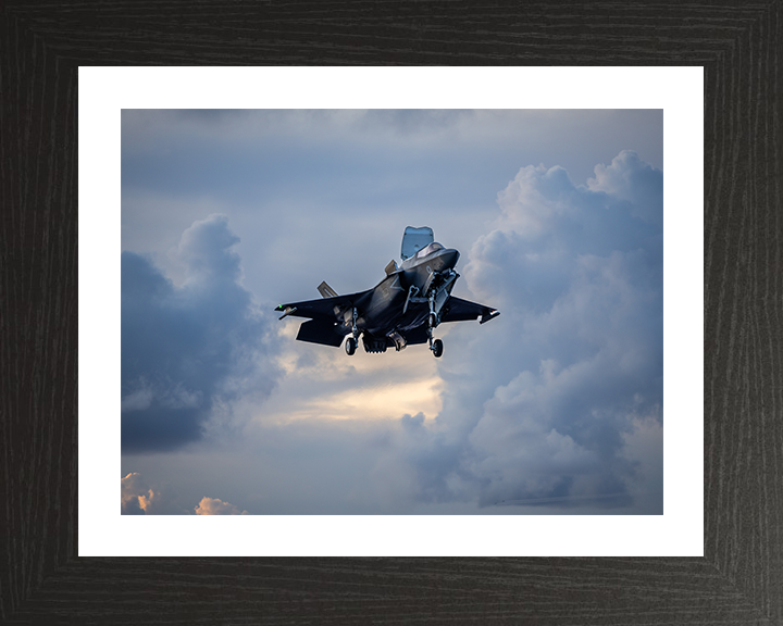 F-35B Lighting Jet Hovering Before Landing Photo Print - Royal Navy Aircraft Posters, Prints, & Visual Artwork Hampshire Prints 10 x 8 Black Frame Yes