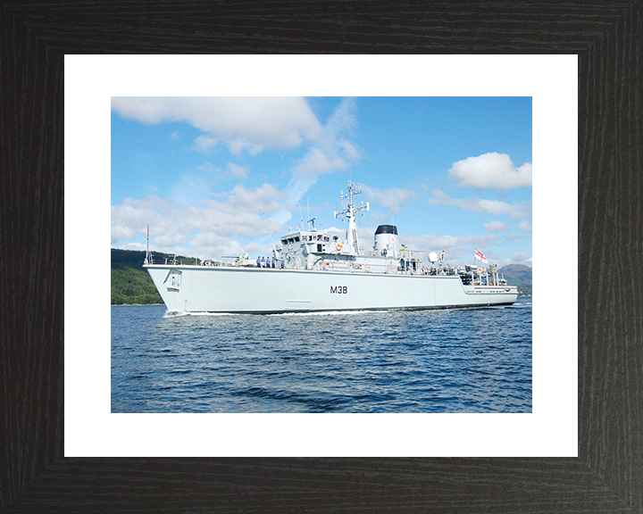 HMS Atherstone (M38) Royal Navy Hunt Class Mine Warfare Vessel Low Port Side View Photo Print Wall Art Decor Posters, Prints, & Visual Artwork Hampshire Prints 10 x 8 Black Frame Yes