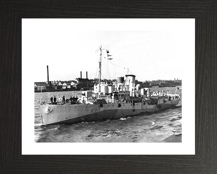 HMS Starwort (K20) Photo Print - At Sea 1942 - Royal Navy Flower Class Corvette Posters, Prints, & Visual Artwork Hampshire Prints 10 x 8 Black Frame Yes