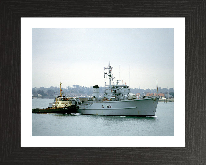 HMS Maxton (M1165) Photo Print - Entering Harbour - Royal Navy Ton Class Minesweeper Hampshire Prints 10 x 8 Black Frame Yes
