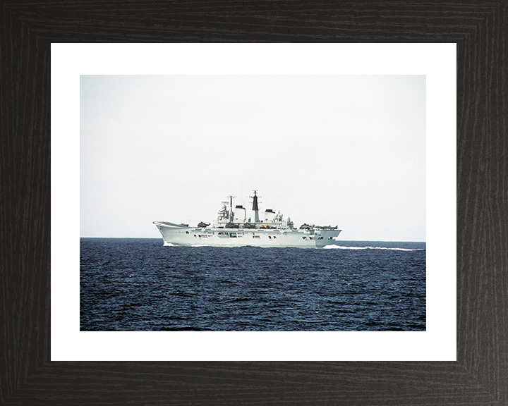 HMS Ark Royal (R07) Photo Print - At Sea 1986 - Royal Navy Invincible Class Aircraft Carrier Hampshire Prints 10 x 8 Black Frame Yes