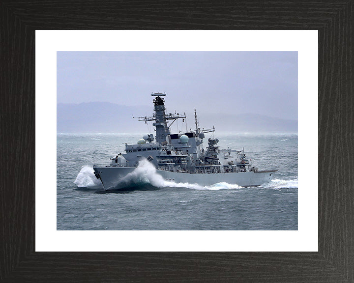 HMS Portland (F79) Photo Print - Breaking Waves - Royal Navy Type 23 Frigate Hampshire Prints 10 x 8 Black Frame Yes