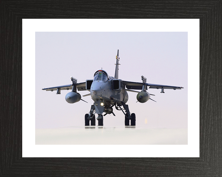 RAF Jaguar Taking off in Oman 2005 Photo Print - Royal Air Force Aircraft Posters, Prints, & Visual Artwork Hampshire Prints 10 x 8 Black Frame Yes