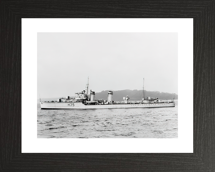 HMS Decoy (H75) Royal Navy D Class Destroyer Port Beam View Photo Print Wall Art Decor Posters, Prints, & Visual Artwork Hampshire Prints 10 x 8 Black Frame Yes