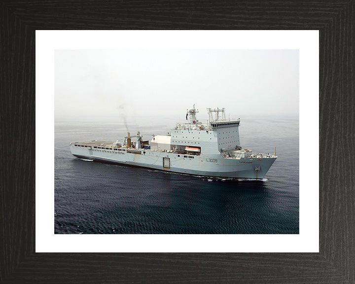 RFA Cardigan Bay (L3009) Photo Print - High Starboard Bow View - Royal Fleet Auxiliary Bay Class Dock Landing Ship Hampshire Prints 10 x 8 Black Frame Yes