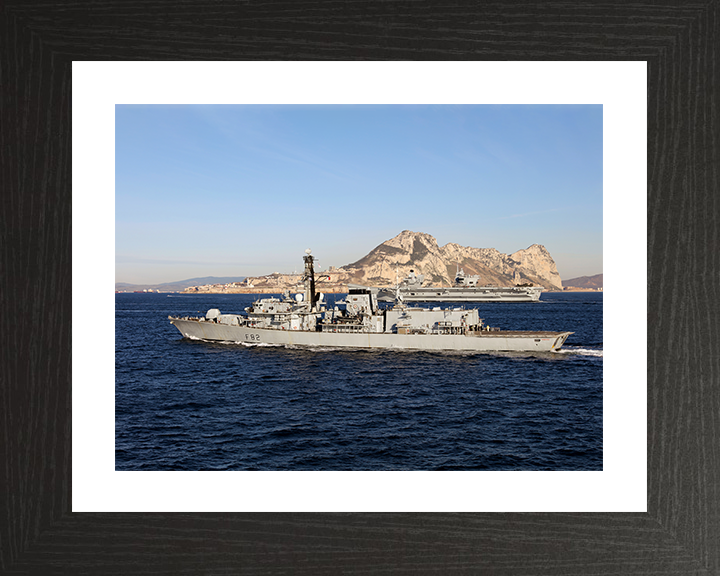 HMS Somerset (F82) Photo Print - Gibraltar 2018 - Royal Navy Type 23 Frigate Hampshire Prints 10 x 8 Black Frame Yes