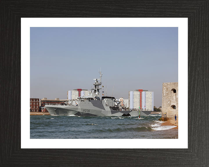 HMS Spey (P234) Photo Print - Portsmouth - Royal Navy River Class Patrol Vessel Hampshire Prints 10 x 8 Black Frame Yes