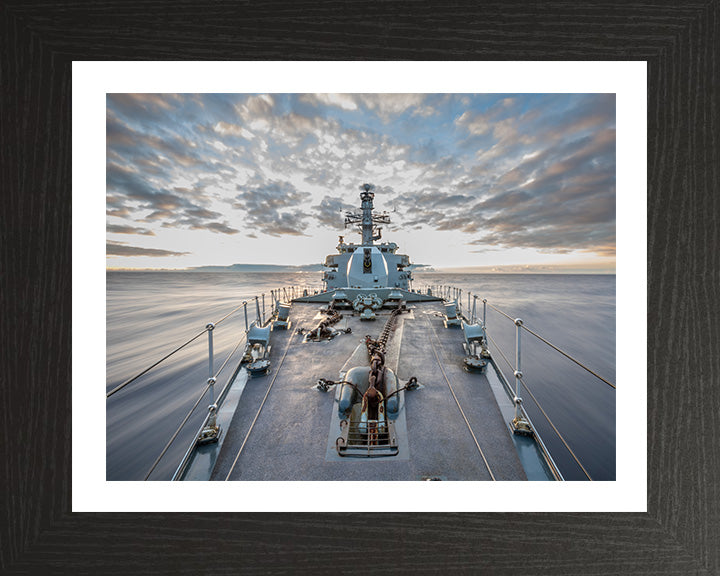 HMS Northumberland (F238) Photo Print - Forecastle - Royal Navy Type 23 Frigate Hampshire Prints 10 x 8 Black Frame Yes
