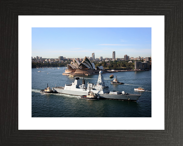 HMS Daring (D32) Royal Navy Type 45 Destroyer Sydney Opera House 2013 Photo Print Wall Art Decor Posters, Prints, & Visual Artwork Hampshire Prints 10 x 8 Black Frame Yes